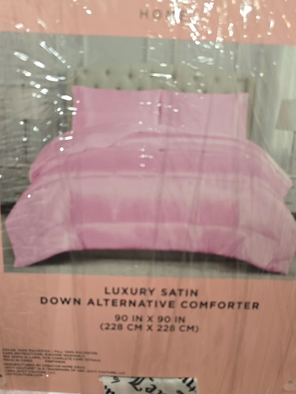 Juicy Couture Home Luxury Satin Down Alternative Queen Comforter- Pink